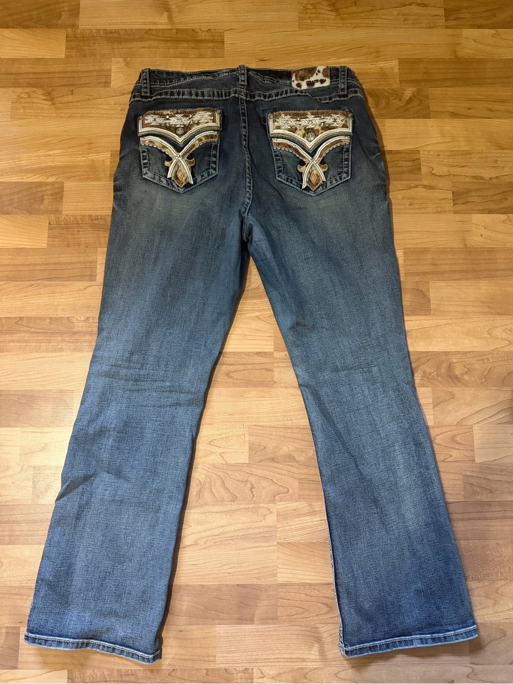 Grace in LA Blue Boot Cut Jeans with Embellished Back Pockets